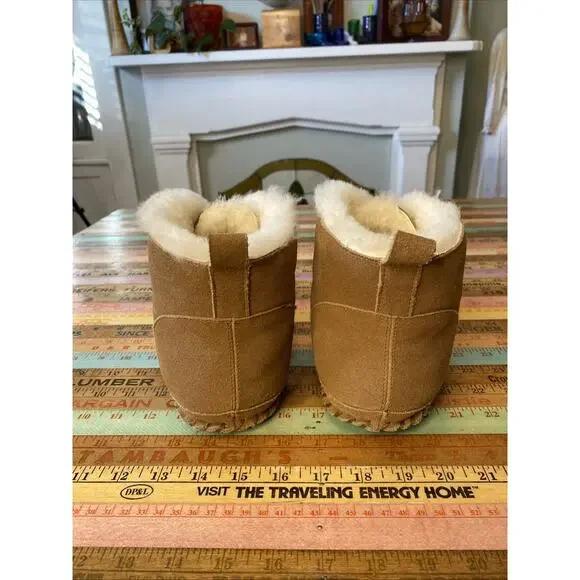 The Vermont Country Store Shearling Leather Bootie Slippers Soft Sole Sz 10 - Picture 4 of 12